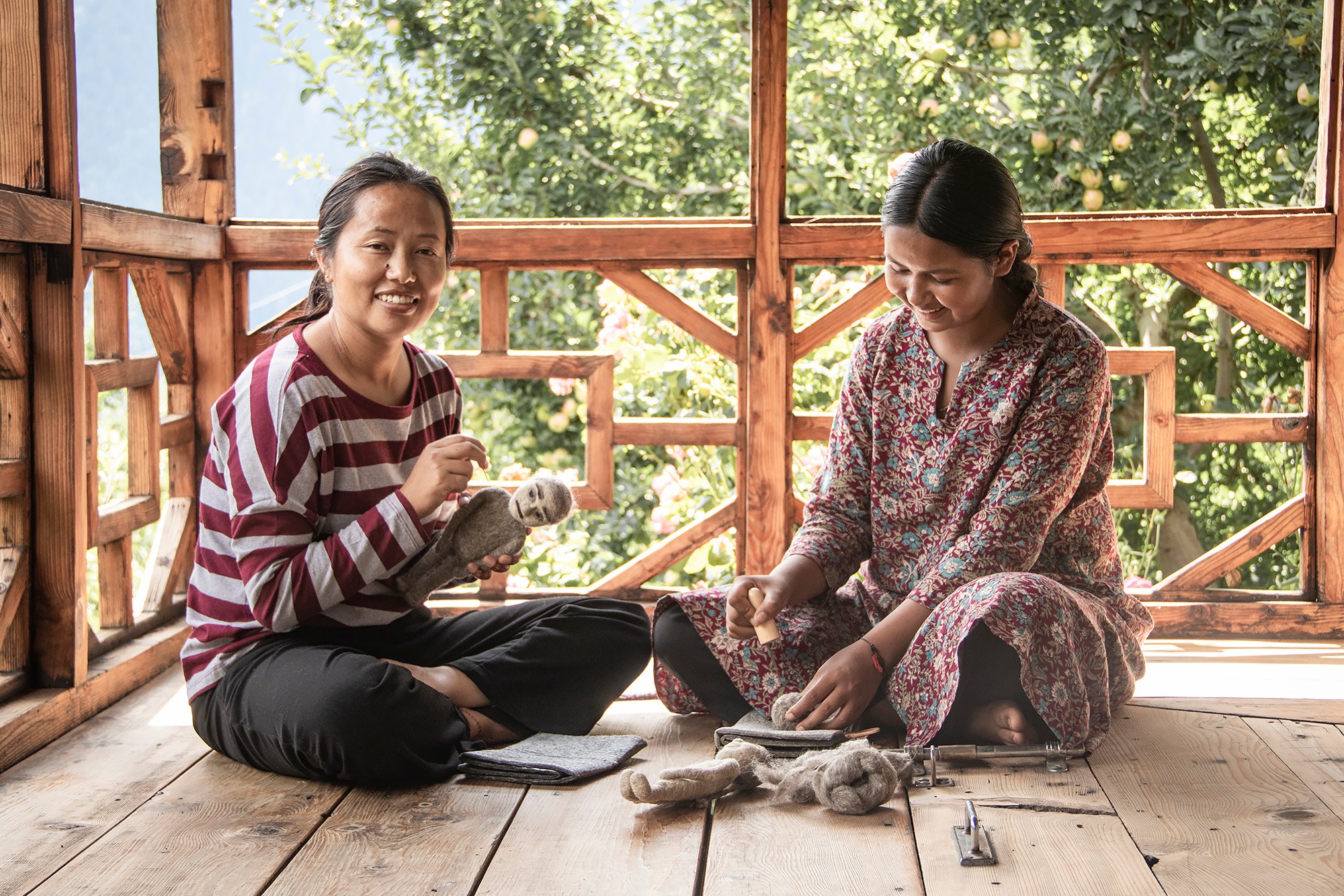 Wool felted doll making process